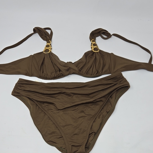 La Perla Anna Club Brown Bikini Set with Gold Accents